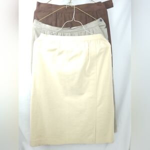 Lot of 3 Vintage Suede Pencil Skirts Cream Tan Brown Set Union Made 70s 80s